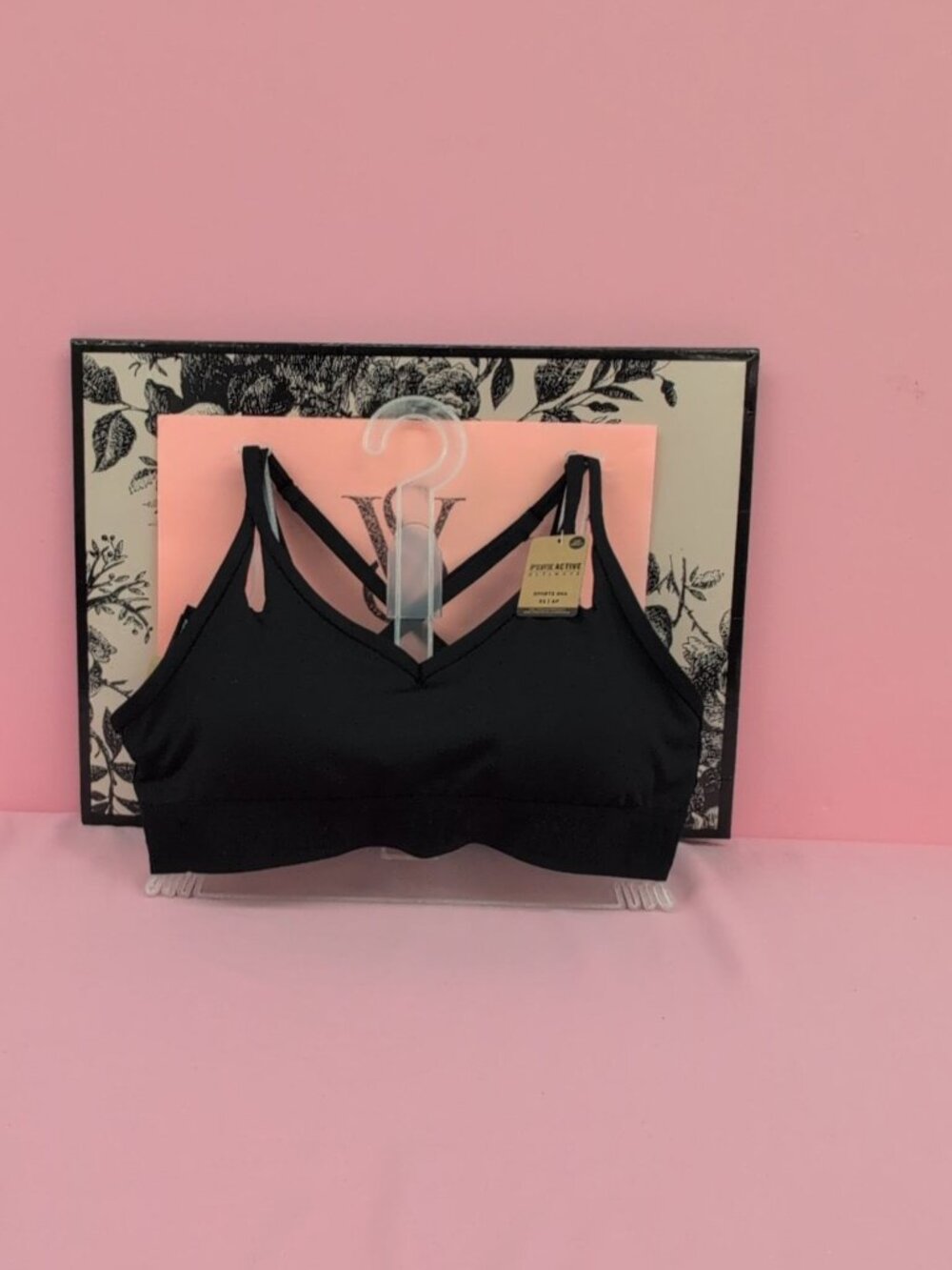 Victoria Secret Pink Ultimate Strappy Back Lightly Lined Sports Bra XS Black